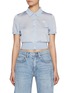 Main View - Click To Enlarge - T BY ALEXANDER WANG - Embroidered Logo Cropped Polo Cardigan