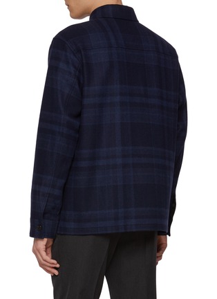 Back View - Click To Enlarge - THEORY - Double Pocket Plaid Wool Blend Overshirt