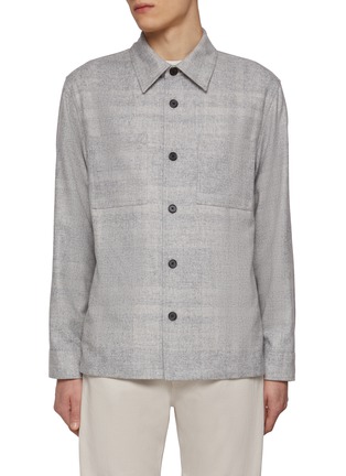 Main View - Click To Enlarge - THEORY - Double Pocket Plaid Wool Blend Overshirt