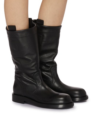 Figure View - Click To Enlarge - ANN DEMEULEMEESTER - Bente Mid Calf Leather Boots
