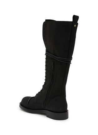  - ANN DEMEULEMEESTER - Heini Pintuck Leather Combat Tall Boots