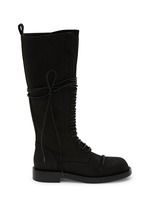 ANN DEMEULEMEESTER | Heini Pintuck Leather Combat Tall Boots