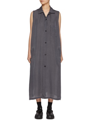 Main View - Click To Enlarge - Y'S - Sleeveless Striped Cupro Shirt Dress