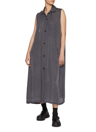 Figure View - Click To Enlarge - Y'S - Sleeveless Striped Cupro Shirt Dress