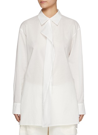 Main View - Click To Enlarge - Y'S - Drape Front Open Back Cotton Shirt