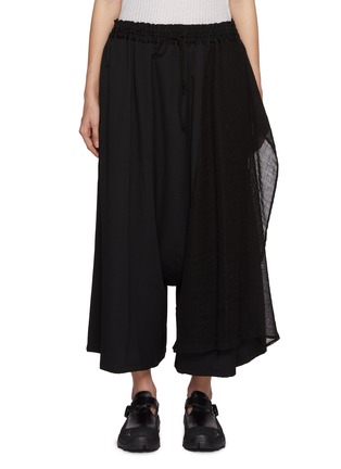 Main View - Click To Enlarge - Y'S - Mesh Panel Draped Wool Pants