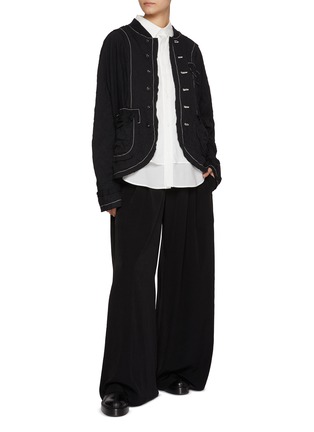 Figure View - Click To Enlarge - Y'S - Double Tucked Wide Pants