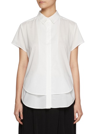 Main View - Click To Enlarge - Y'S - Double Layered Hem Short Sleeve Cotton Shirt