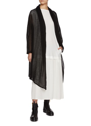 Figure View - Click To Enlarge - Y'S - Irregular Mesh Long Cardigan