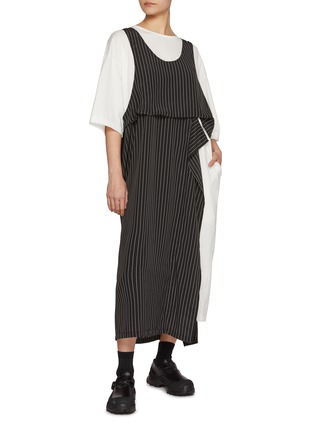 Figure View - Click To Enlarge - Y'S - Stripe Panelled Hybrid Jersey Dress