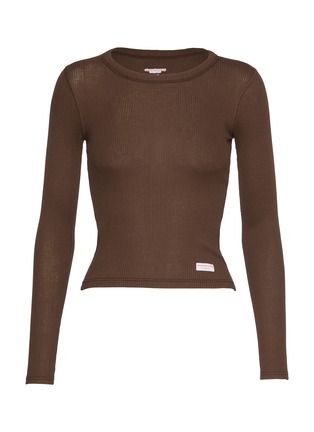 Main View - Click To Enlarge - ALEXANDERWANG - Ribbed Long Sleeve Crewneck Cotton T-Shirt