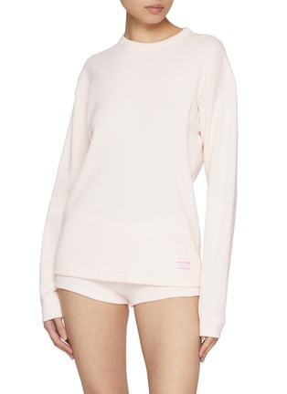 Figure View - Click To Enlarge - ALEXANDERWANG - Long Sleeve Waffle Knit T-Shirt