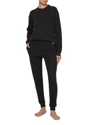 Back View - Click To Enlarge - ALEXANDERWANG - Crystal Hotfix Waffle Knit Jogger Pants