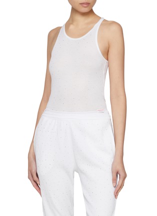 Figure View - Click To Enlarge - ALEXANDERWANG - Bodywear Embellished Racer Cotton Tank Top