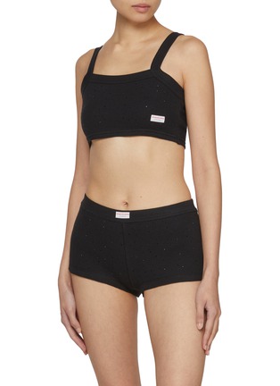 Figure View - Click To Enlarge - ALEXANDERWANG - Bodywear Embellished Waffle Shorts