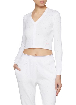 Figure View - Click To Enlarge - ALEXANDERWANG - Bodywear Embellished Waffle Knit Cardigan