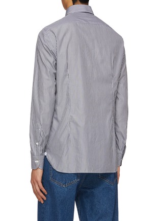 Back View - Click To Enlarge - LUIGI BORRELLI - NAPOLI - Rio Spread Collar Striped Cotton Shirt