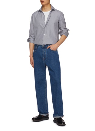 Figure View - Click To Enlarge - LUIGI BORRELLI - NAPOLI - Rio Spread Collar Striped Cotton Shirt