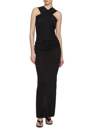 Figure View - Click To Enlarge - RICK OWENS  - Back Slit Wool Pillar Skirt