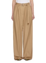 DRIES VAN NOTEN | Belted Pleated Wide Leg Cotton Trousers | Women