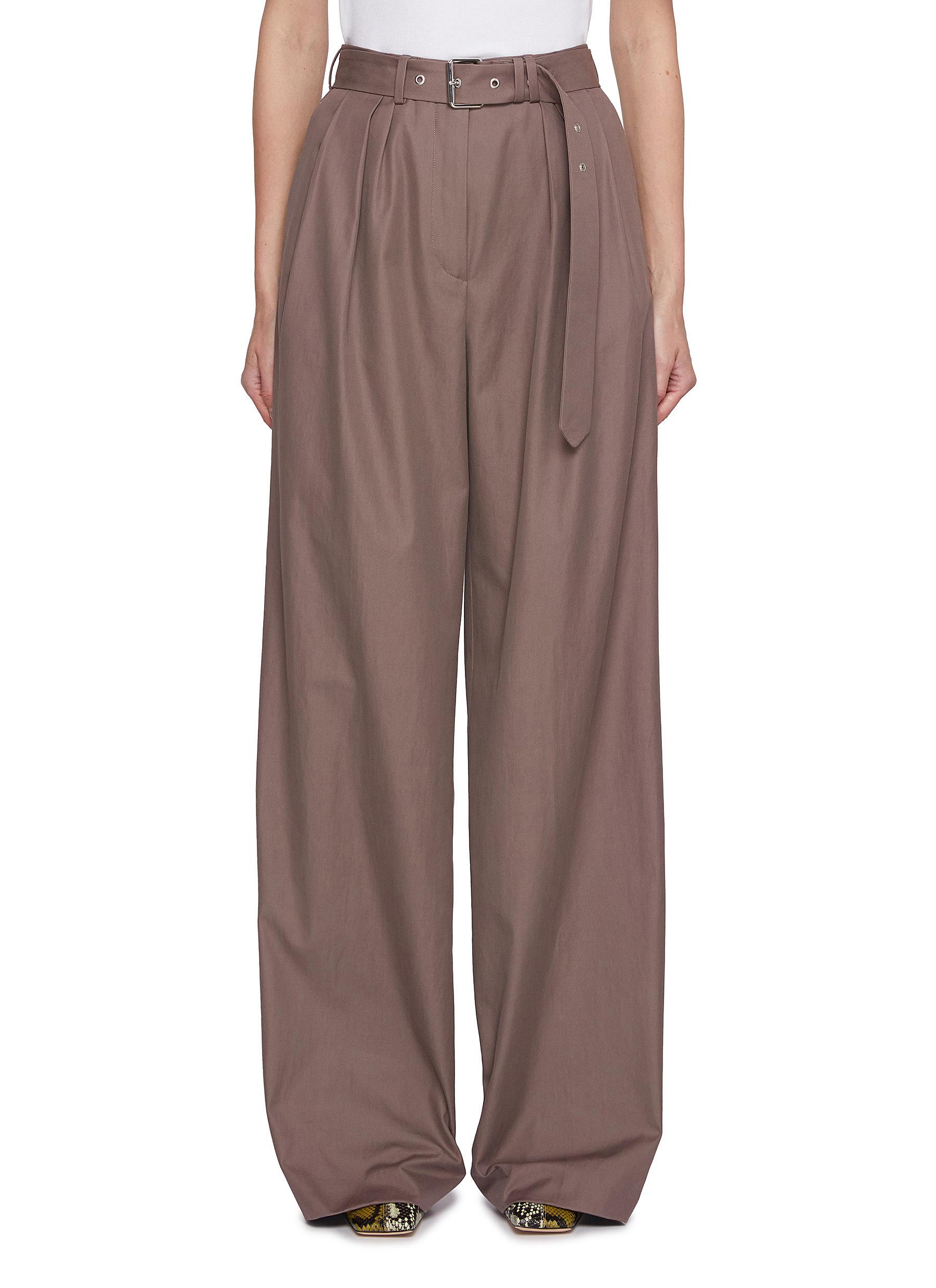 パンツ Dries Van Noten Belted Wide-Leg Trousers DRIES VAN NOTEN | Belted Pleated Wide Leg Cotton Trousers | Women