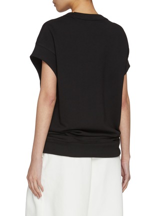 Back View - Click To Enlarge - DRIES VAN NOTEN - Embellished Pin Draped Cotton Top