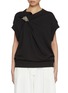 Main View - Click To Enlarge - DRIES VAN NOTEN - Embellished Pin Draped Cotton Top