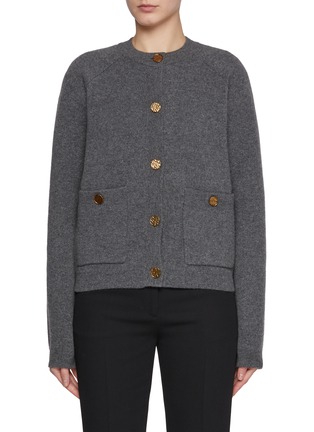 Main View - Click To Enlarge - TOTEME - Crewneck Hammered Button Wool Cashmere Blend Cardigan