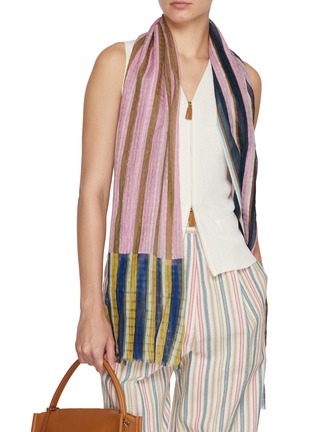 Figure View - Click To Enlarge - ÉPICE - Striped Cotton Silk Stole