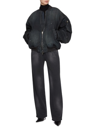 Figure View - Click To Enlarge - BALENCIAGA - Distressed Dark Wash Bomber Jacket