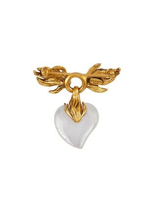 Figure View - Click To Enlarge - GOOSSENS - Coeur Précieux Heart Gold Plated Brooch