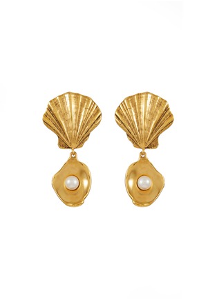 Main View - Click To Enlarge - GOOSSENS - Bo Gold Plated Pearl Earrings