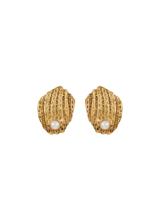 Main View - Click To Enlarge - GOOSSENS - Bo Gold Plated Pearl Clip Earrings