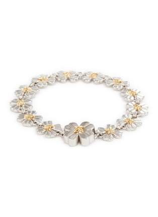 Main View - Click To Enlarge - SSIL - Clover Rhodium Gold Pearl Bracelet