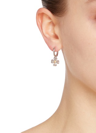 Figure View - Click To Enlarge - SSIL - Clover Rhodium Gold Plated Drop Earring