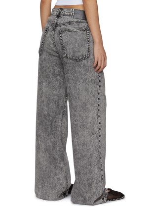 Back View - Click To Enlarge - RAG & BONE - Logan Featherweight Acid Wash Wide Leg Jeans