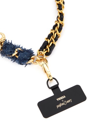 Detail View - Click To Enlarge - VENNA - White Hearts Denim On Chain Phone Strap