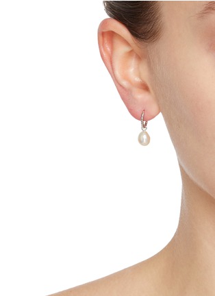 Figure View - Click To Enlarge - MISSOMA - Pearl Twisted Rhodium Plated Sterling Silver Small Hoop Earrings