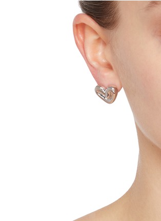 Figure View - Click To Enlarge - MISSOMA - Rhodium Plated Brass Puffy Heart Stud Earrings