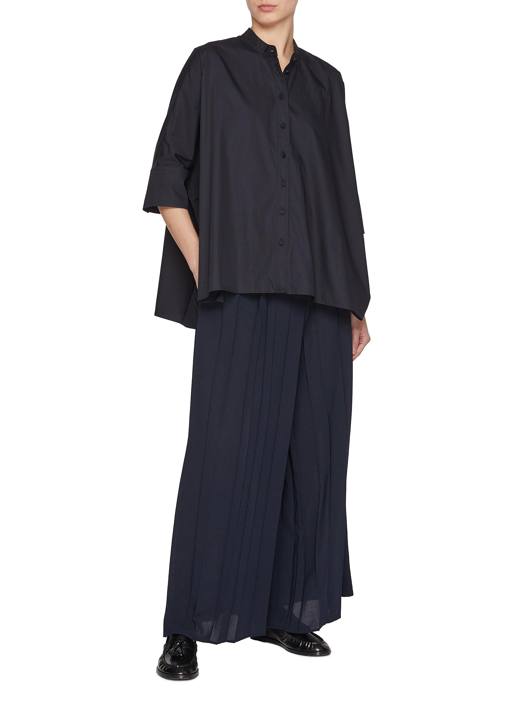 Congo Elbow Sleeve Cotton Poplin Blouse - Thumbnail 2