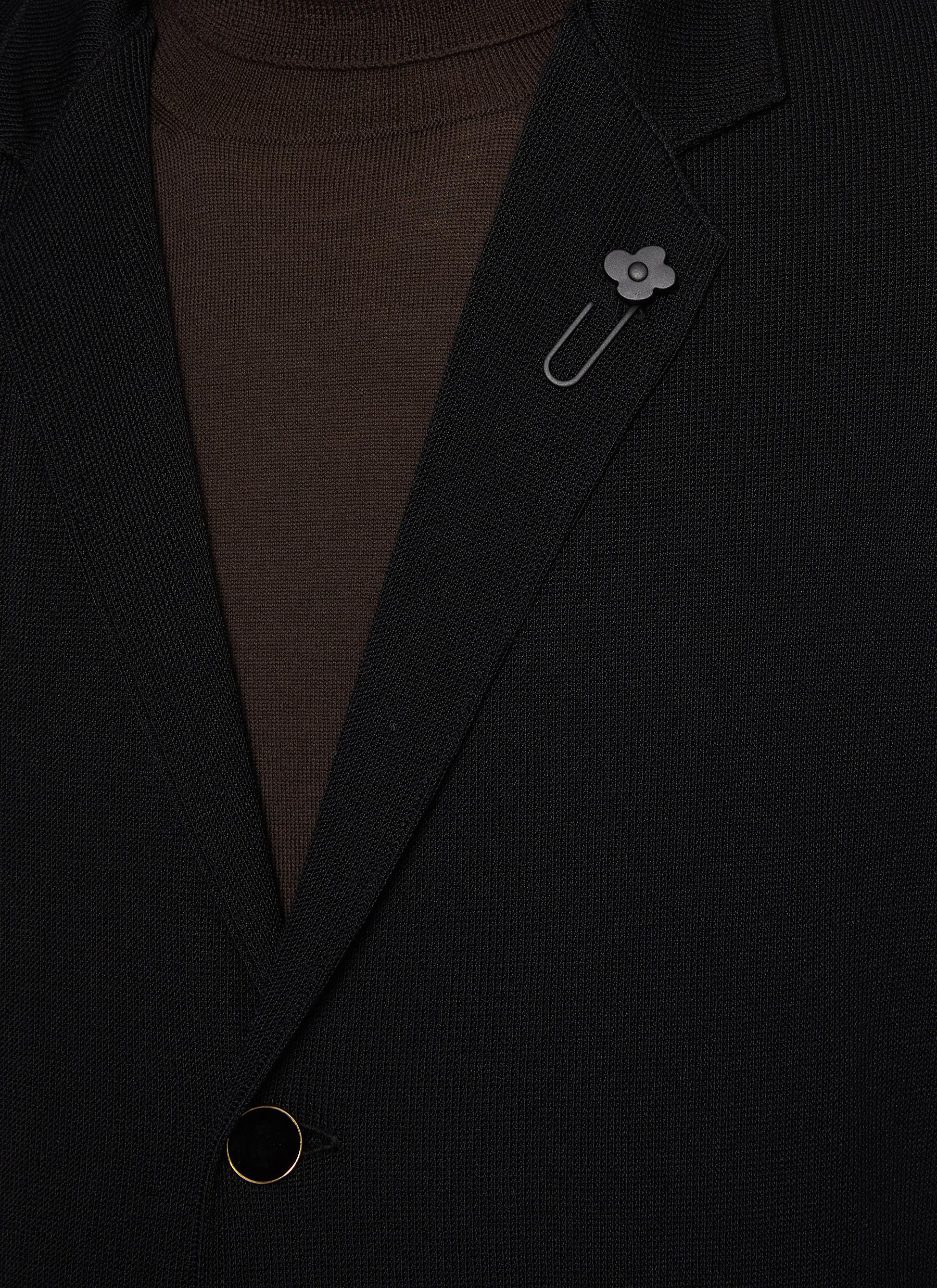 Notch Lapel Single Breasted Knitted Blazer - Thumbnail 4