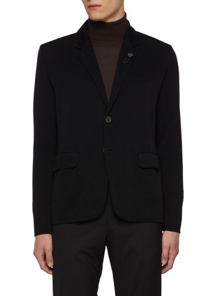 Main View - Click To Enlarge - LARDINI - Notch Lapel Single Breasted Knitted Blazer