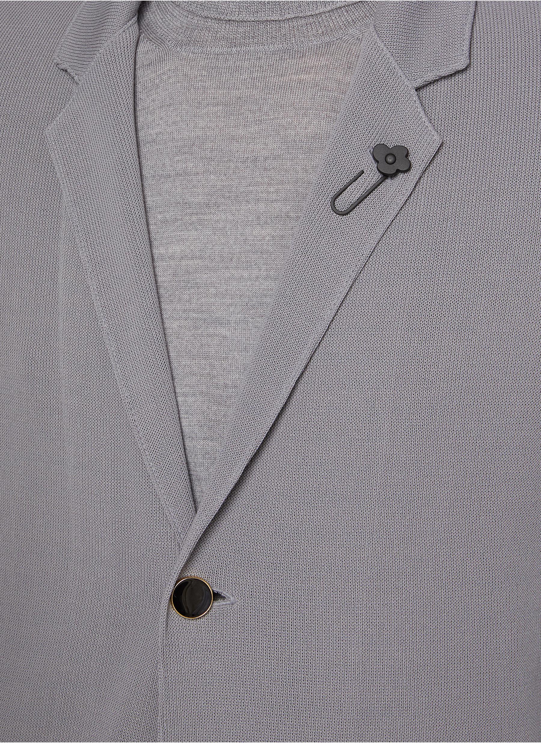 Notch Lapel Single Breasted Knitted Blazer - Thumbnail 4