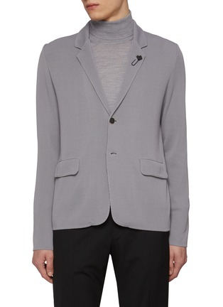 Main View - Click To Enlarge - LARDINI - Notch Lapel Single Breasted Knitted Blazer