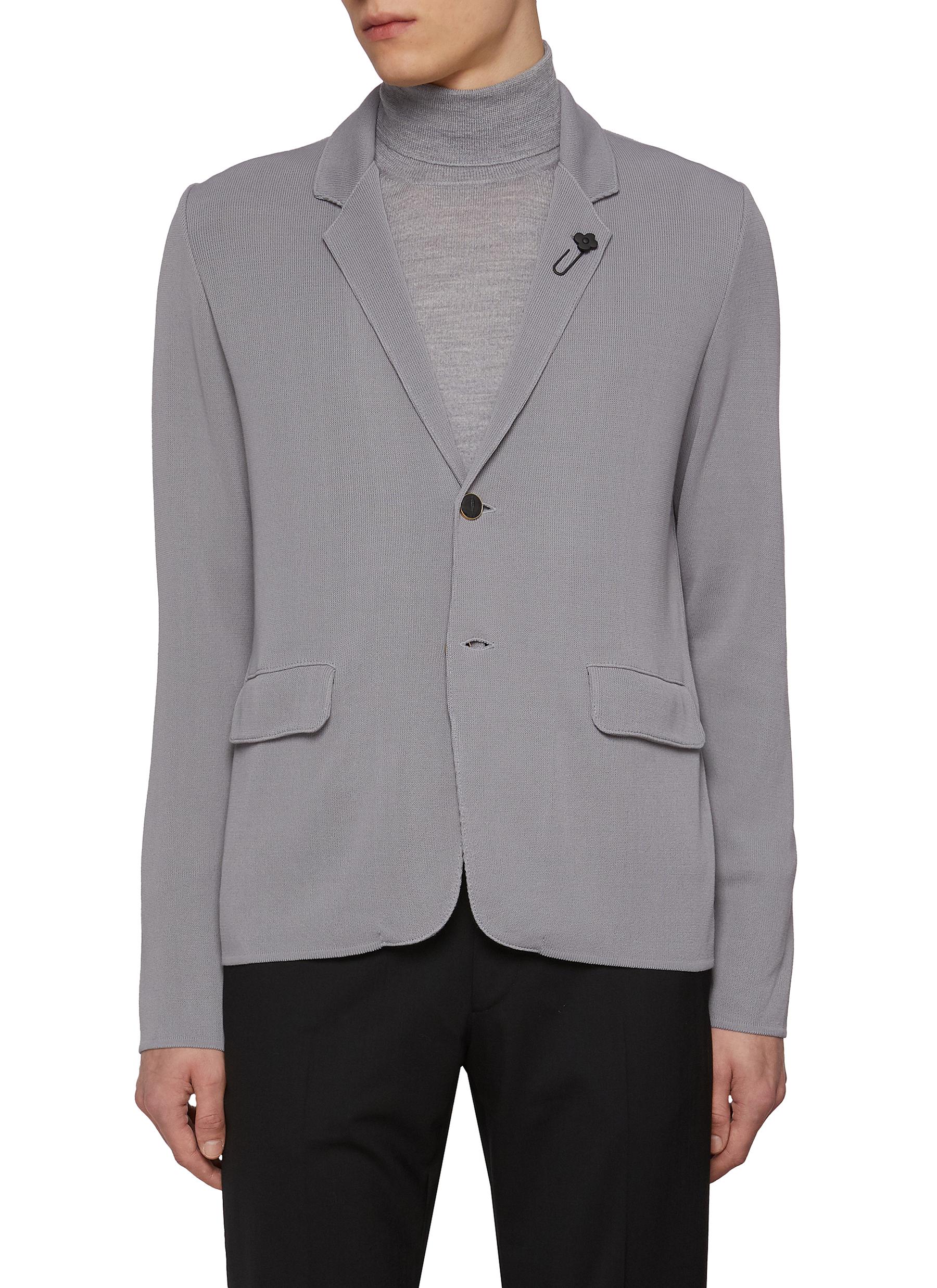 Notch Lapel Single Breasted Knitted Blazer