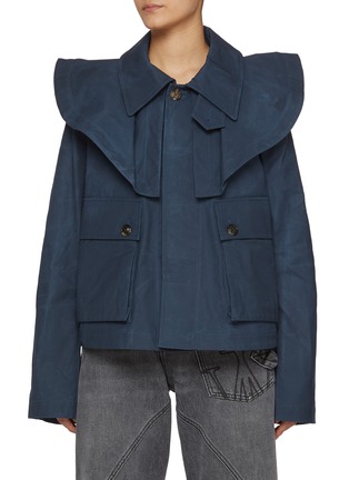 Main View - Click To Enlarge - JW ANDERSON - Layered Collar Cropped Cotton Trench Jacket