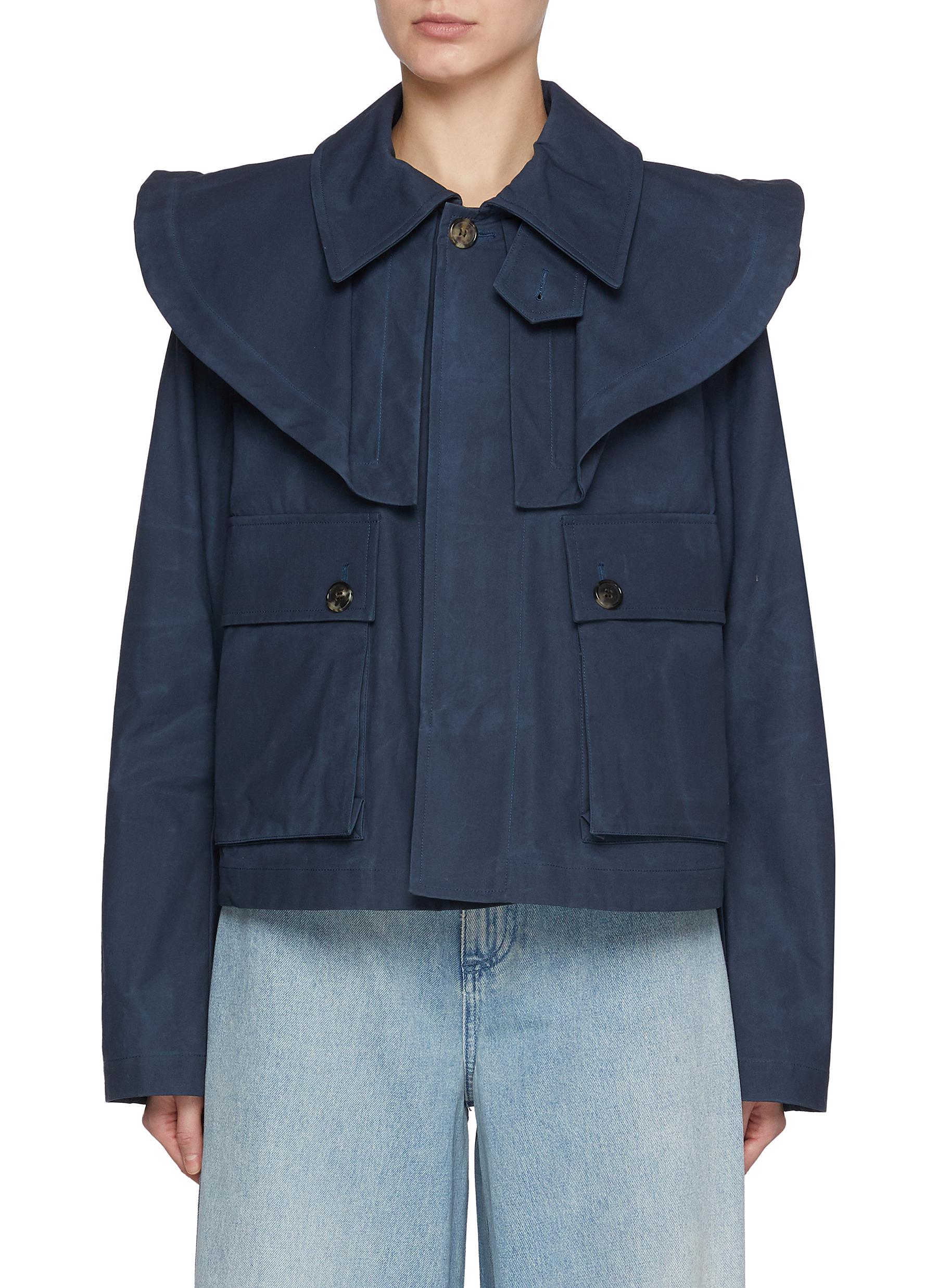 JW ANDERSON | Layered Collar Cropped Cotton Trench Jacket