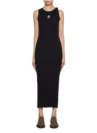 Main View - Click To Enlarge - JW ANDERSON - Twisted Strap Embroidered Anchor Cotton Dress