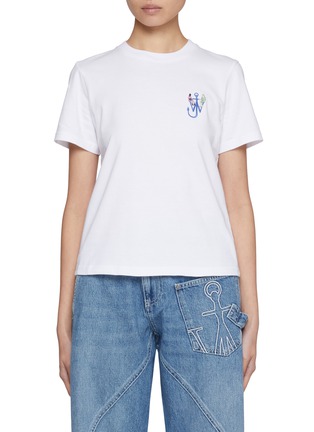 Main View - Click To Enlarge - JW ANDERSON - Embroidered Anchor Graphic Print Cotton T-Shirt