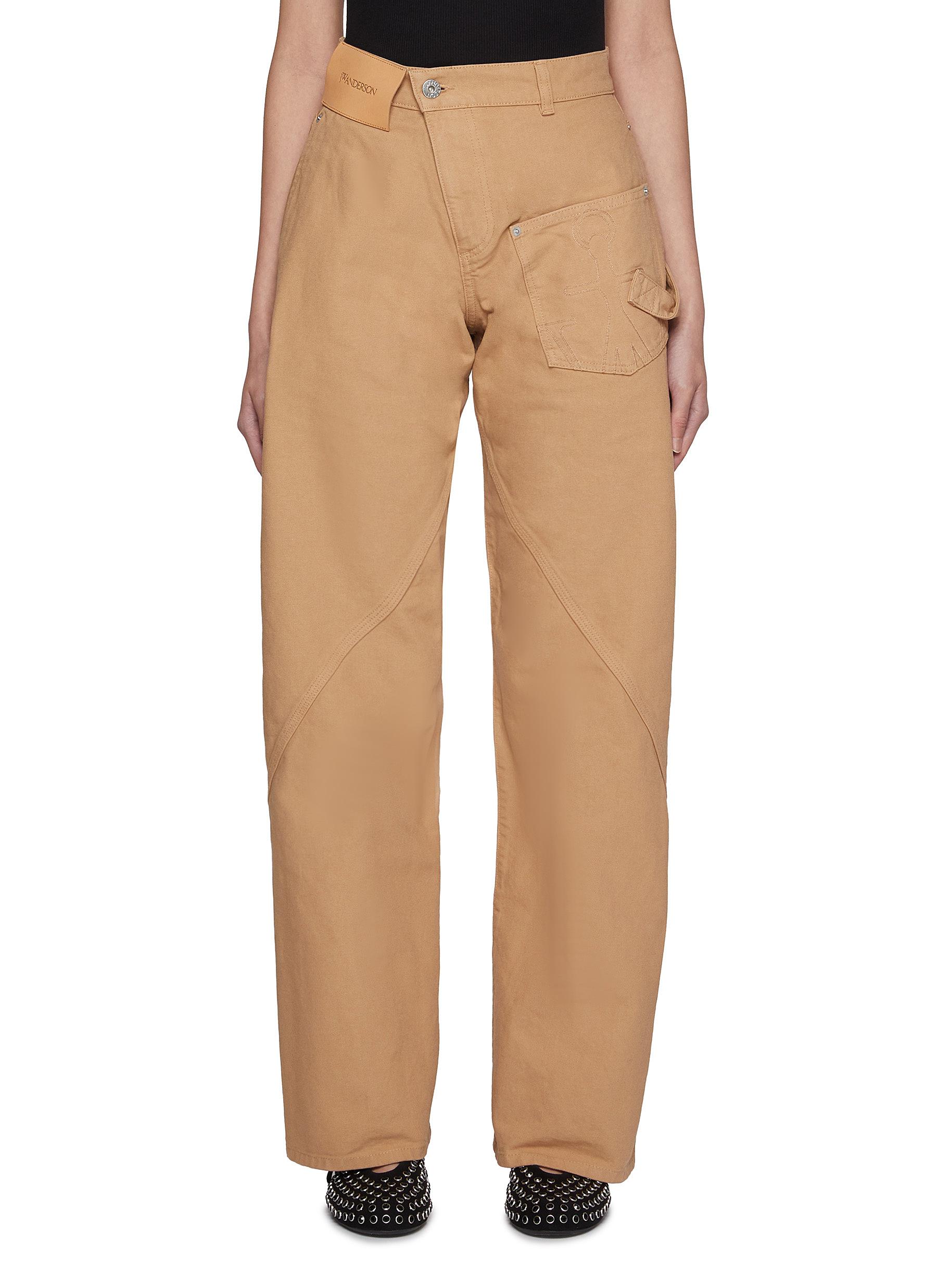 【U LAN】QWERTY Twisted Wide Cotton Pants SP22_SilkWideLegPant_Black_Her